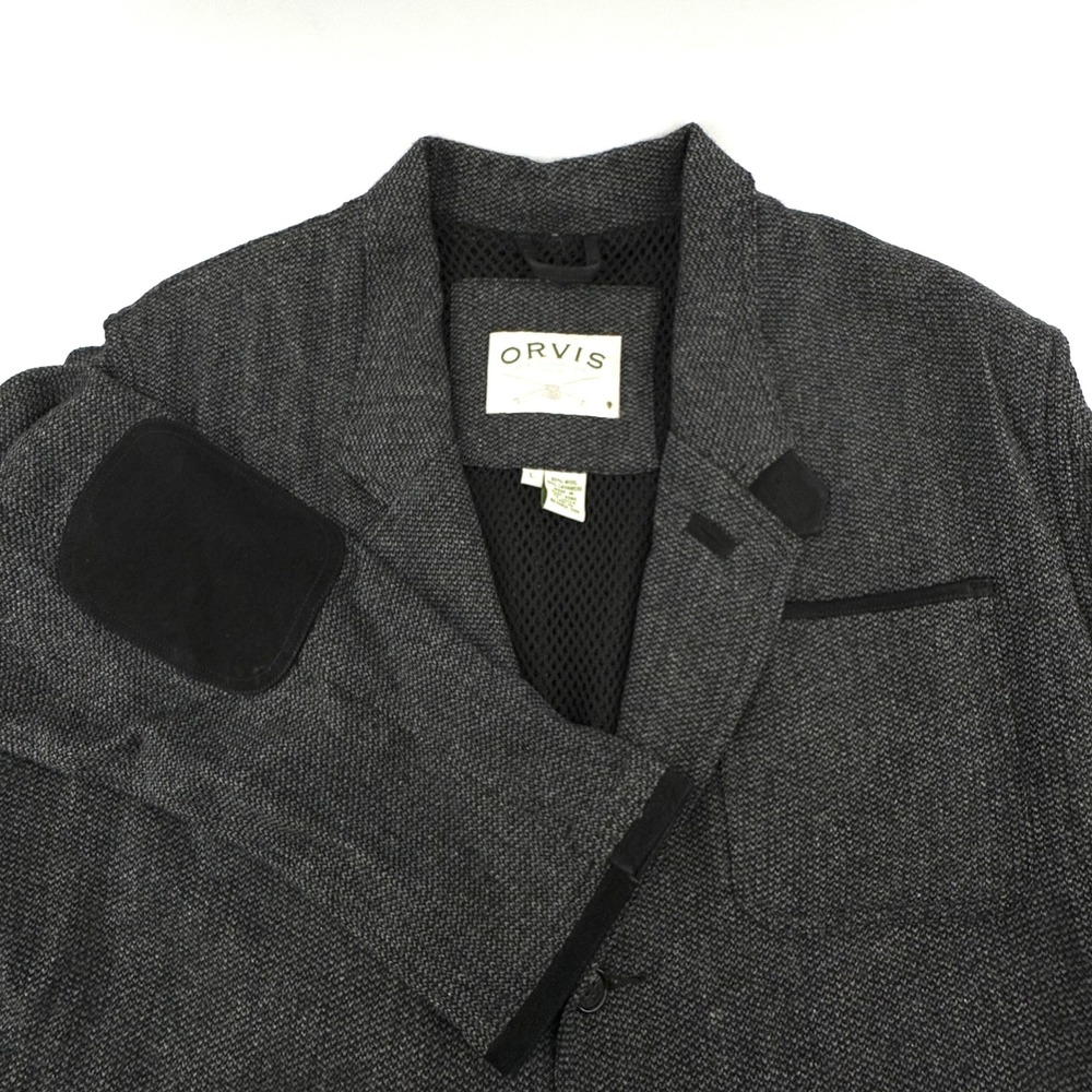 VTG Orvis Mens Grey Wool Cashmere Sporting Traditions Field Blazer Jacket Large